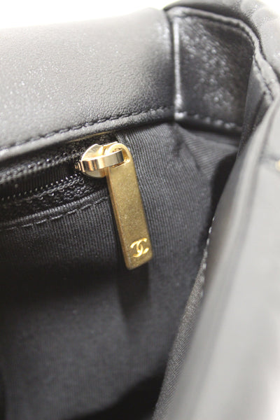 Limited Edition Chanel 19 Small Black Quilted Lambskin Leather Shoulder Crossbody Bag