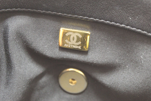 Limited Edition Chanel 19 Small Black Quilted Lambskin Leather Shoulder Crossbody Bag