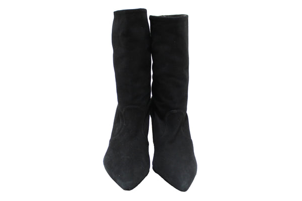 Prada NEW Prada Black Suede Leather Boots 37 | Italystation.com - Shop Now at italystation.com