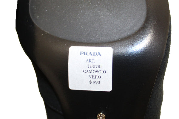 Prada NEW Prada Black Suede Leather Boots 37 | Italystation.com - Shop Now at italystation.com
