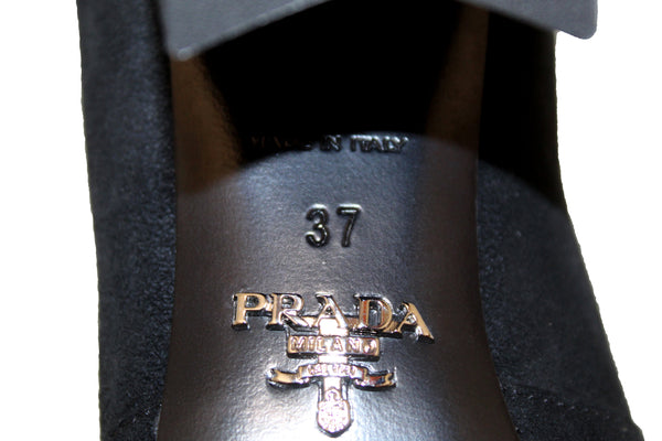 Prada NEW Prada Black Suede Leather Boots 37 | Italystation.com - Shop Now at italystation.com