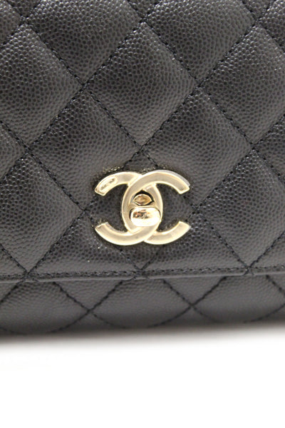 Chanel Black Quilted Caviar Leather Mini Coco Handle Flap Bag