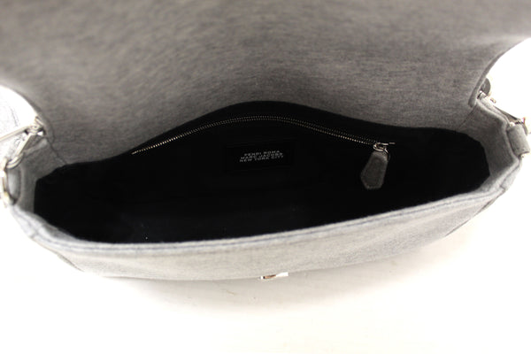 NEW Fendi x Marc Jacobs Grey Jersey Logo Medium Baguette Shoulder Bag