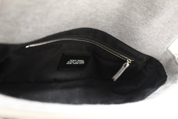 NEW Fendi x Marc Jacobs Grey Jersey Logo Medium Baguette Shoulder Bag