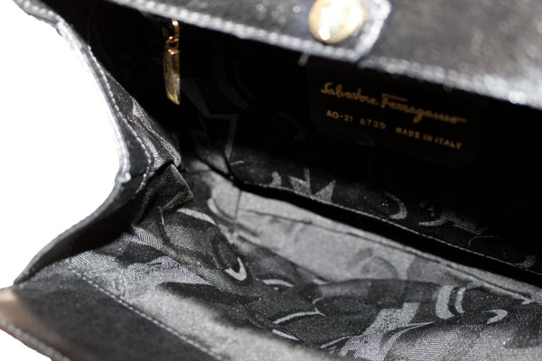 Salvatore Ferragamo Black Pony Hair Top Handle Bag