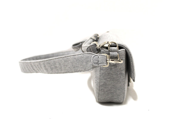 NEW Fendi x Marc Jacobs Grey Jersey Logo Medium Baguette Shoulder Bag