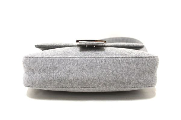 NEW Fendi x Marc Jacobs Grey Jersey Logo Medium Baguette Shoulder Bag