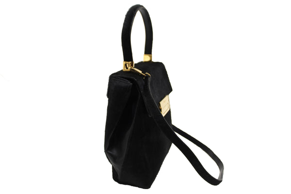 Salvatore Ferragamo Black Pony Hair Top Handle Bag