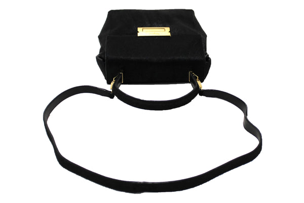 Salvatore Ferragamo Black Pony Hair Top Handle Bag