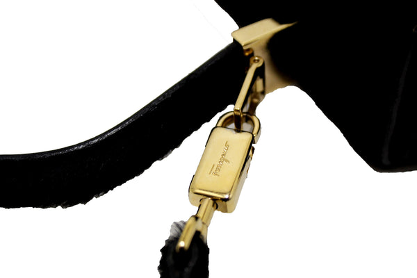 Salvatore Ferragamo Black Pony Hair Top Handle Bag