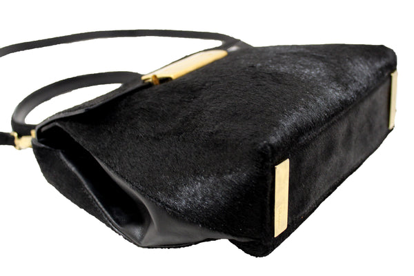 Salvatore Ferragamo Black Pony Hair Top Handle Bag