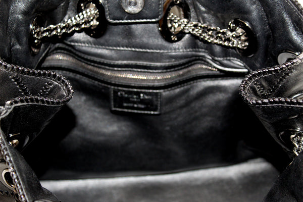 克里斯蒂安·迪奧（Christian Dior）黑色皮革chri Chri肩部手提袋