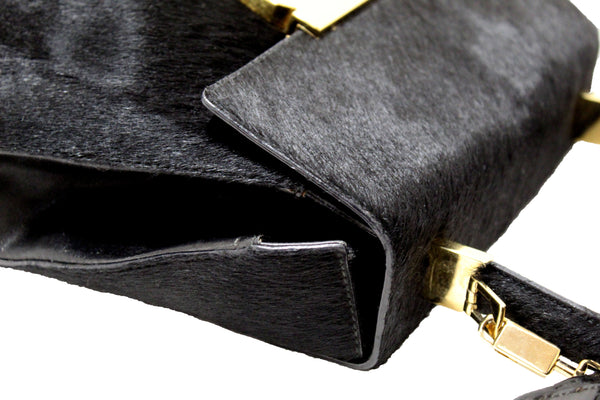 Salvatore Ferragamo Black Pony Hair Top Handle Bag