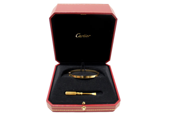Cartier 18K Yellow Gold Small LOVE Bracelet Size 16
