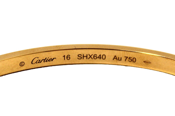 Cartier 18K Yellow Gold Small LOVE Bracelet Size 16