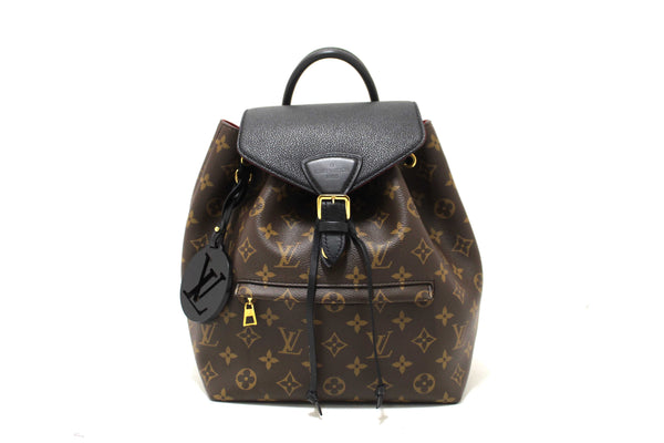 Louis Vuitton Classic Monogram with Black Leather Montsouris PM Backpack