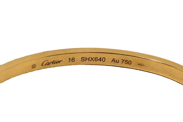 Cartier 18K Yellow Gold Small LOVE Bracelet Size 16