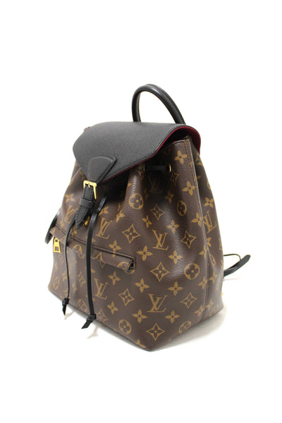 Louis Vuitton Classic Monogram with Black Leather Montsouris PM Backpack