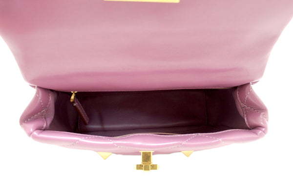 NEW Valentino Garavani Large Roman Stud Purple Nappa Leather Shoulder Bag