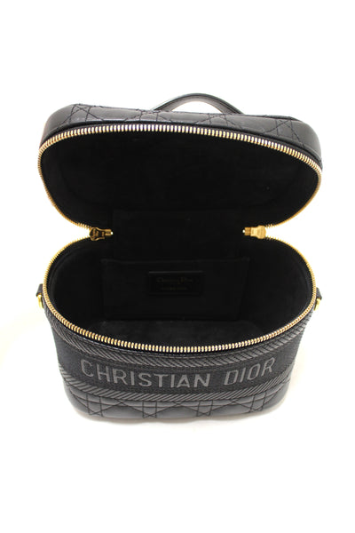 Christian Dior Black Lambskin Small Diortravel Vanity Case Crossbody Bag