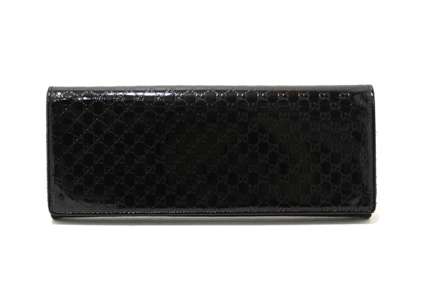 Gucci Black Patent MicroGuccissima Small Broadway Clutch