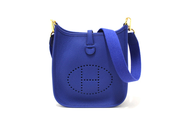 NEW  Hermes Blue Clemence Leather Evelyne 16 Amazone TPM Bag