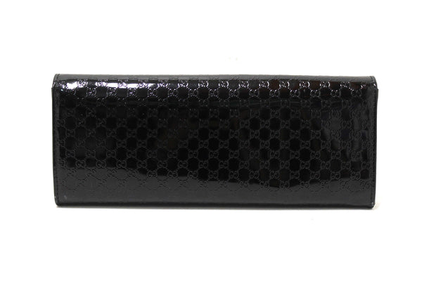 Gucci Black Patent MicroGuccissima Small Broadway Clutch