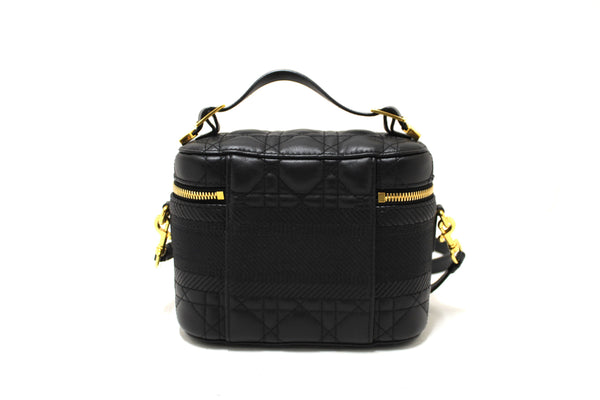 Christian Dior Black Lambskin Small Diortravel Vanity Case Crossbody Bag