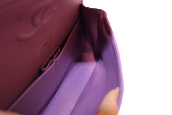 Chanel Purple Quilted Patent Leather Classic Medium Double Flap Bag