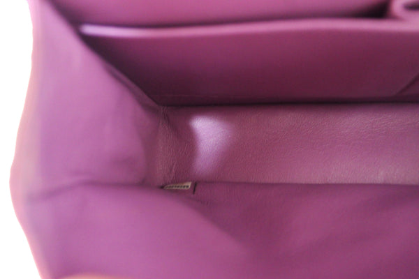 Chanel Purple Quilted Patent Leather Classic Medium Double Flap Bag