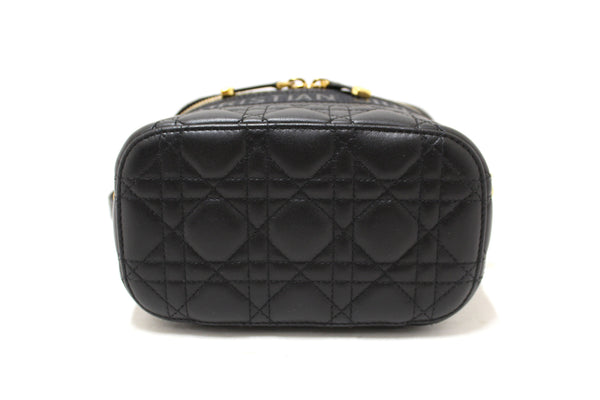 Christian Dior Black Lambskin Small Diortravel Vanity Case Crossbody Bag
