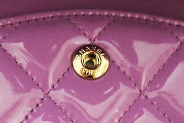 Chanel Purple Quilted Patent Leather Classic Medium Double Flap Bag