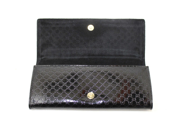 Gucci Black Patent MicroGuccissima Small Broadway Clutch