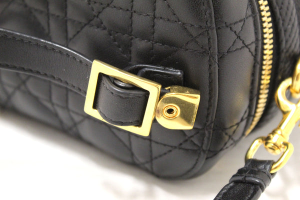 Christian Dior Black Lambskin Small Diortravel Vanity Case Crossbody Bag