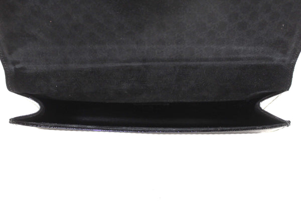Gucci Black Patent MicroGuccissima Small Broadway Clutch