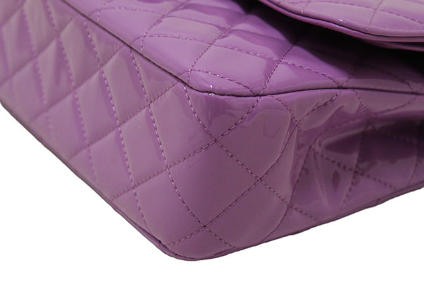 Chanel Purple Quilted Patent Leather Classic Medium Double Flap Bag