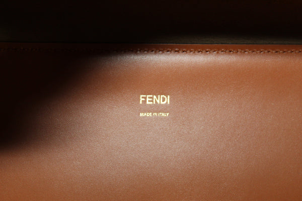 Fendi Brown Calfskin Leather Roma Sunshine Medium Tote Bag