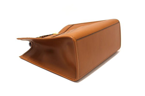 Fendi Brown Calfskin Leather Roma Sunshine Medium Tote Bag