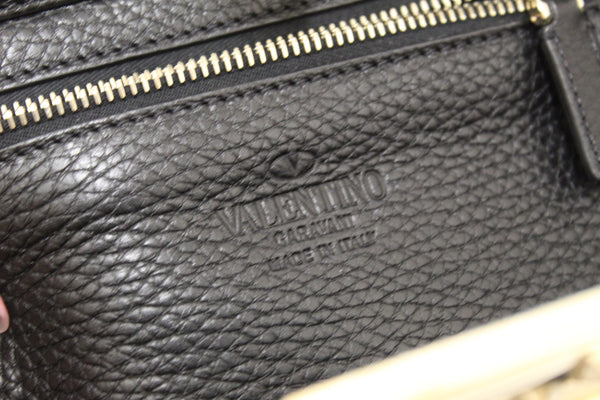 Valentino Black Small Rockstud Calfskin Leather Tote Shoulder Bag