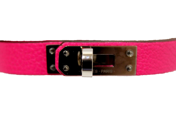 Hermes Pink Goatskin Leather Mini Kelly Double Tour Bracelet