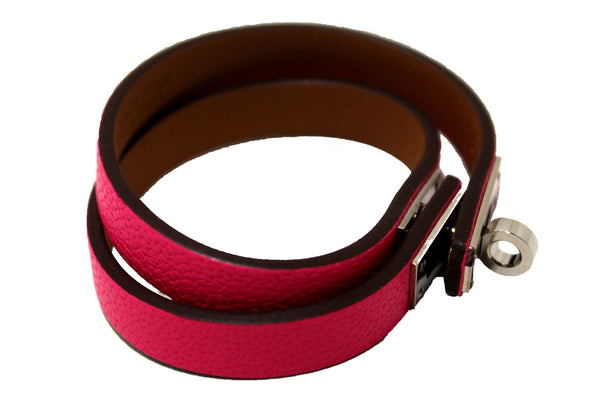 Hermes Pink Goatskin Leather Mini Kelly Double Tour Bracelet