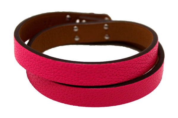 Hermes Pink Goatskin Leather Mini Kelly Double Tour Bracelet