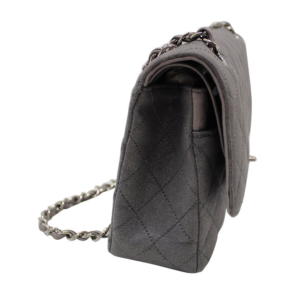 Chanel Grey Glitter Canvas Medium Classic Flap Shoulder Chain B | Italystation.com - Shop Now at italystation.com