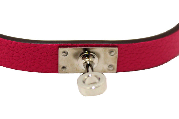 Hermes Pink Goatskin Leather Mini Kelly Double Tour Bracelet