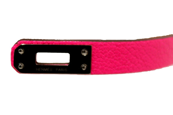 Hermes Pink Goatskin Leather Mini Kelly Double Tour Bracelet