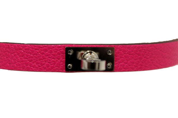Hermes Pink Goatskin Leather Mini Kelly Double Tour Bracelet