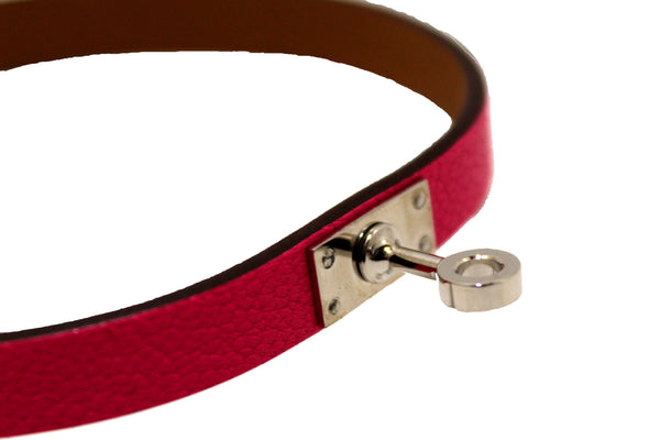 Hermes Pink Goatskin Leather Mini Kelly Double Tour Bracelet