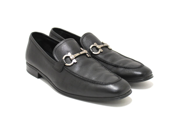 Salvatore Ferragamo Men's Black Flori Calf Leather Loafer Dress Shoes size 8