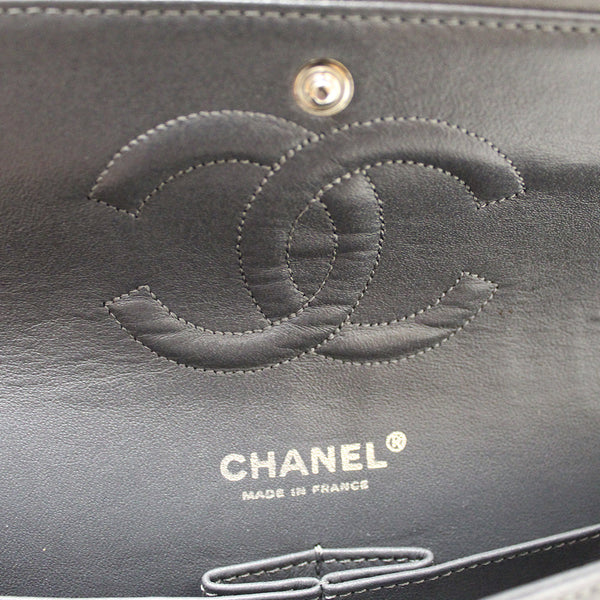 Chanel 灰色閃光帆布中型經典翻蓋單肩鏈條包