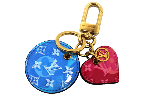 Louis Vuitton Blue/Pink Vernis Leather Valentine Heart Bag Charm Key Ring
